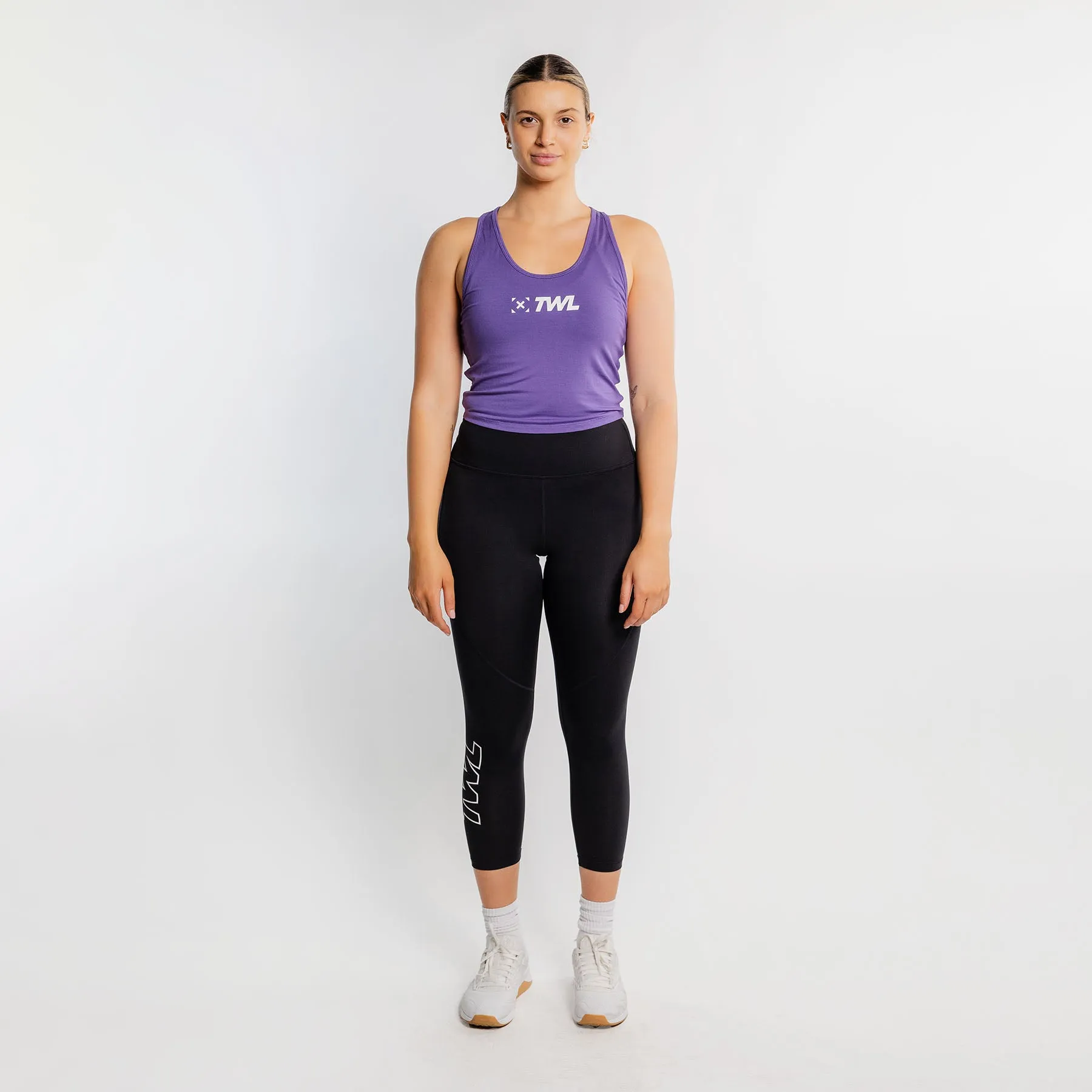 TWL - WOMEN'S EVERYDAY RACERBACK CROP TANK - DAHLIA/WHITE