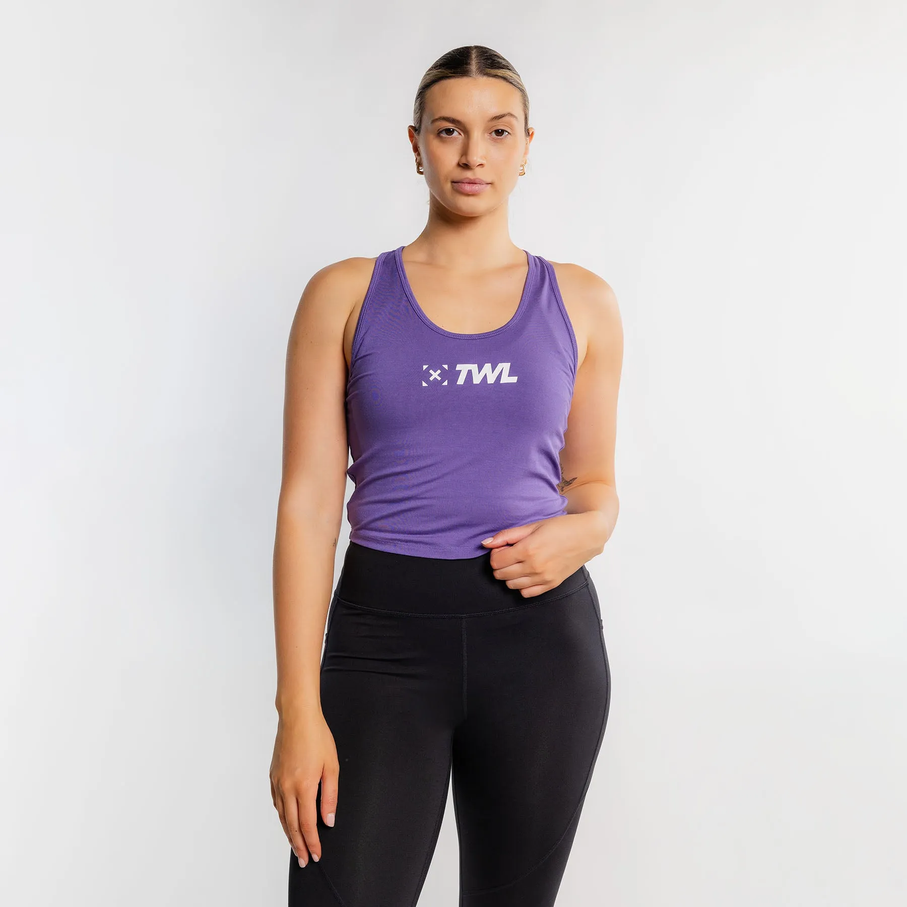 TWL - WOMEN'S EVERYDAY RACERBACK CROP TANK - DAHLIA/WHITE