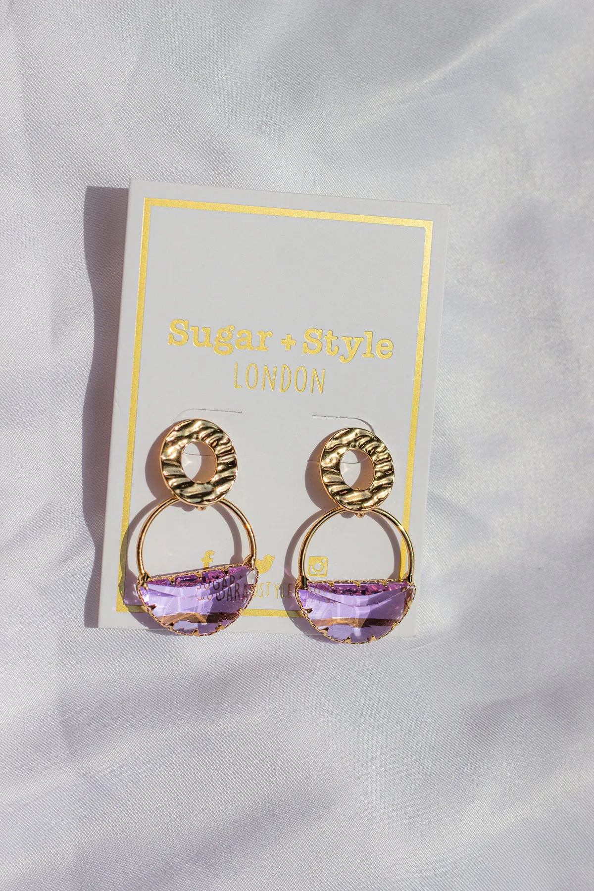 Two Tier Circle Gem Dipped Earrings