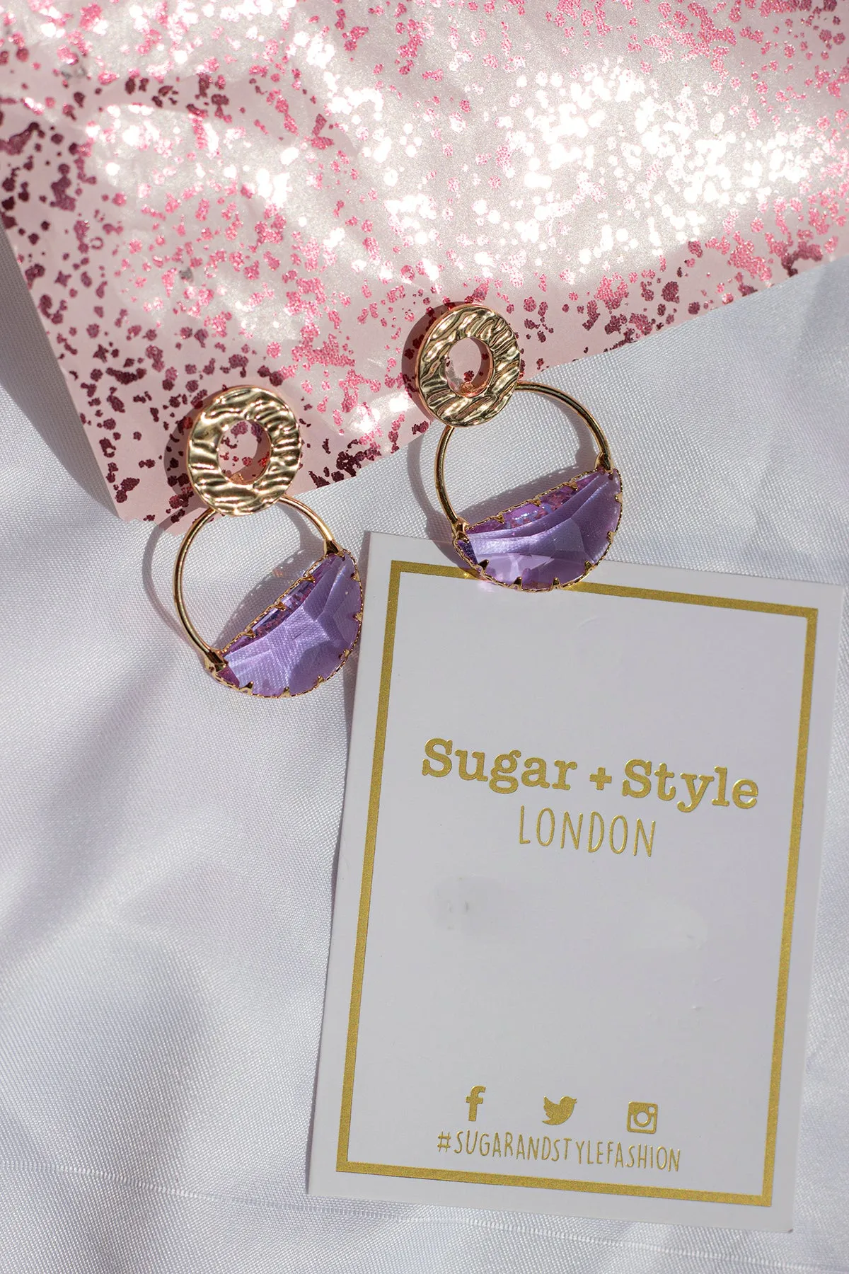Two Tier Circle Gem Dipped Earrings