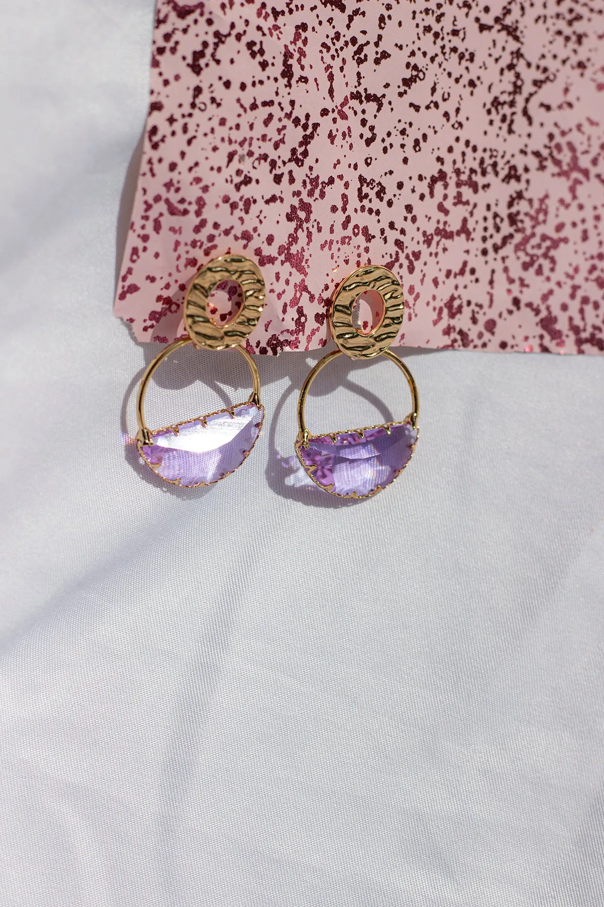 Two Tier Circle Gem Dipped Earrings
