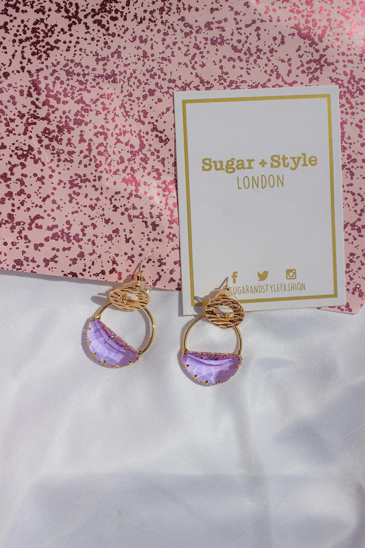 Two Tier Circle Gem Dipped Earrings