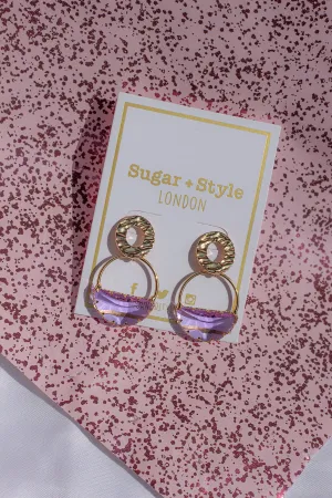 Two Tier Circle Gem Dipped Earrings