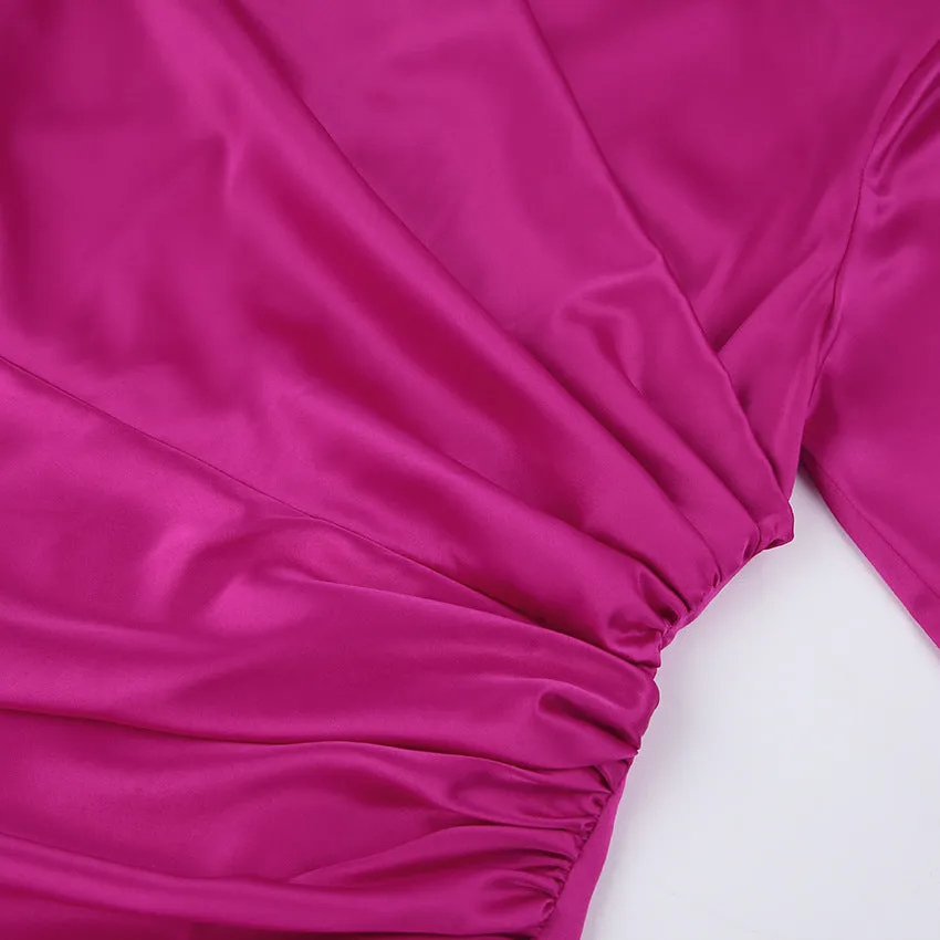 V-neck Satin Bodycon Mini Dresses