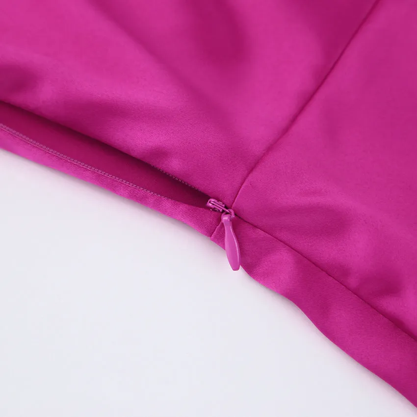 V-neck Satin Bodycon Mini Dresses