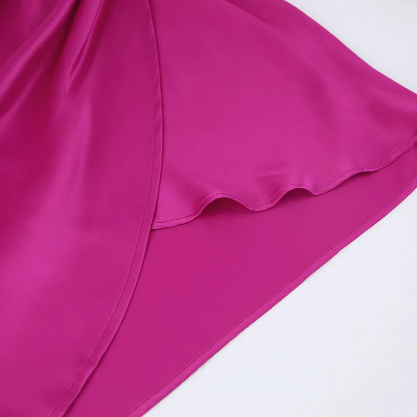 V-neck Satin Bodycon Mini Dresses