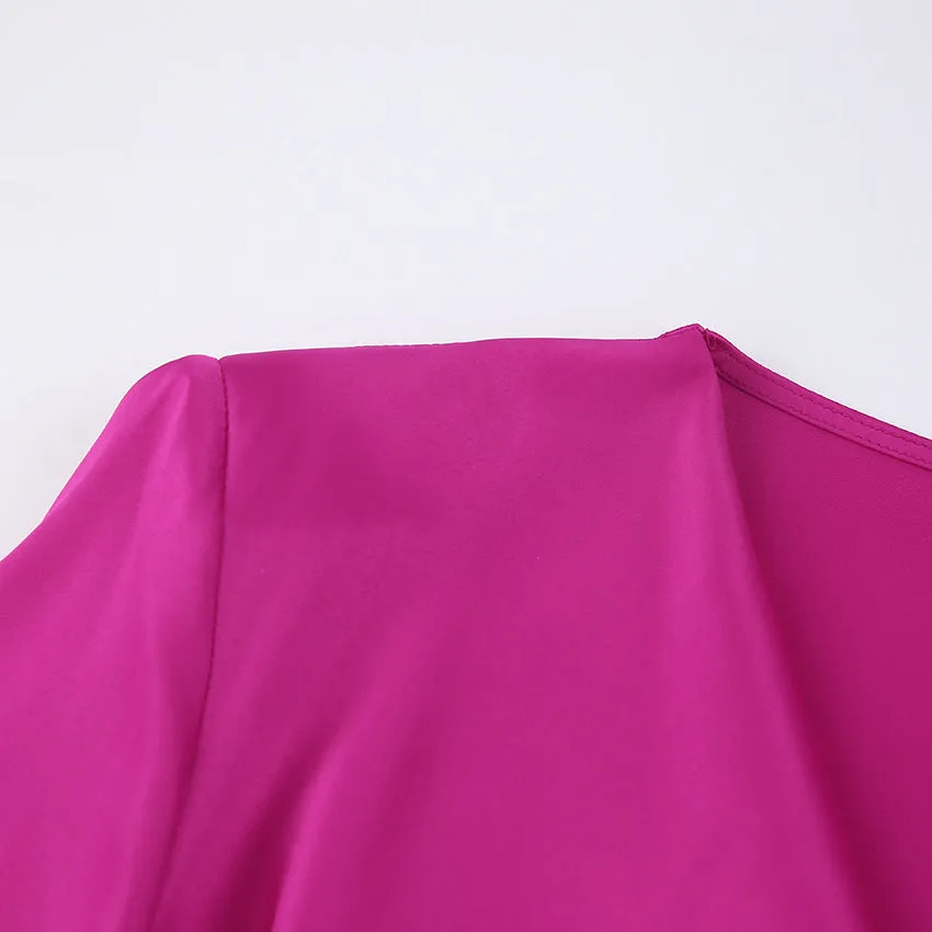 V-neck Satin Bodycon Mini Dresses