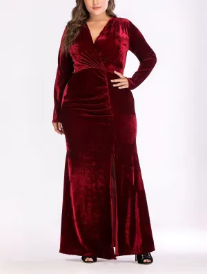V-neck Split Plus Size Long Evening Dress