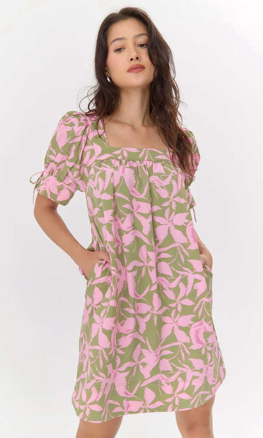 Vienna Print Square Neck Mini Dress