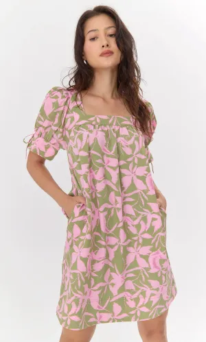 Vienna Print Square Neck Mini Dress