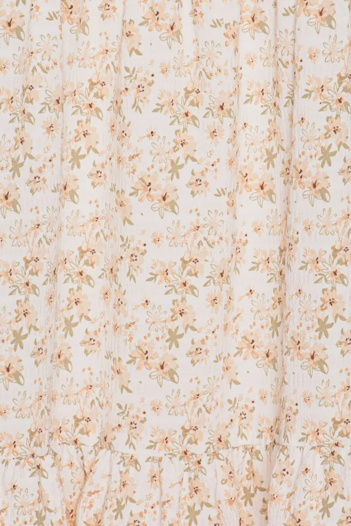 VilmaIC Kjole - Fersken Blomsterprint