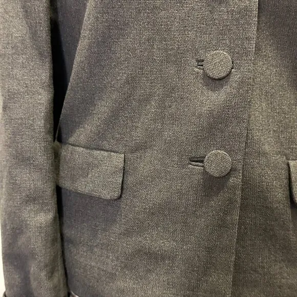 Vintage Betty Rose 1960s Blazer Jacket Gray Embellished Woven Wool Women 6 8
