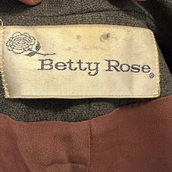 Vintage Betty Rose 1960s Blazer Jacket Gray Embellished Woven Wool Women 6 8