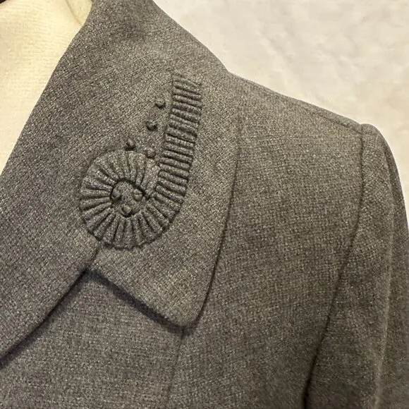 Vintage Betty Rose 1960s Blazer Jacket Gray Embellished Woven Wool Women 6 8
