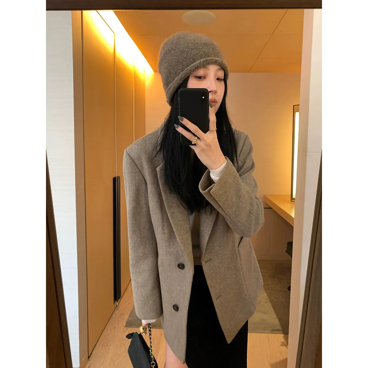 Vintage Dark Pattern Wool Overcoat