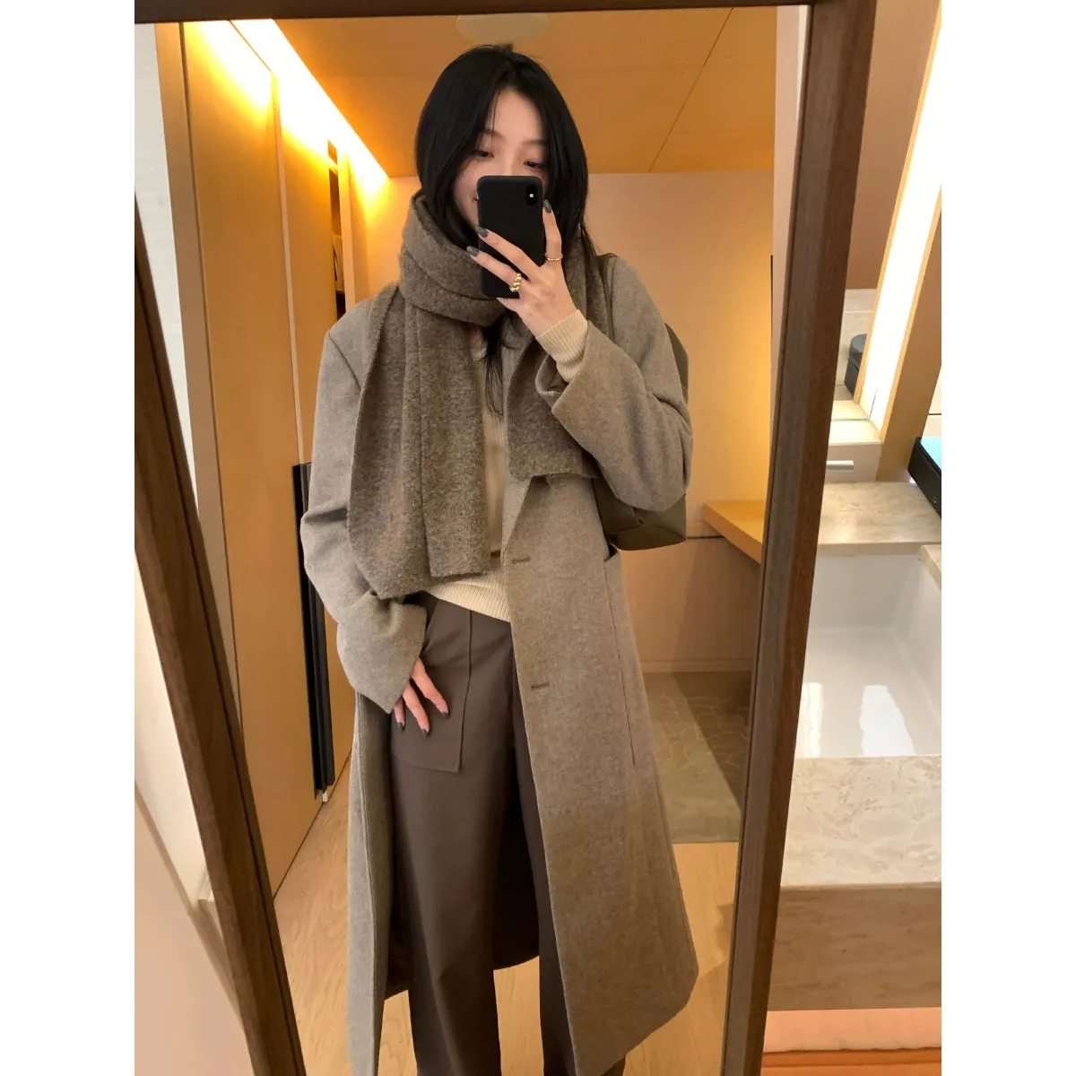 Vintage Dark Pattern Wool Overcoat