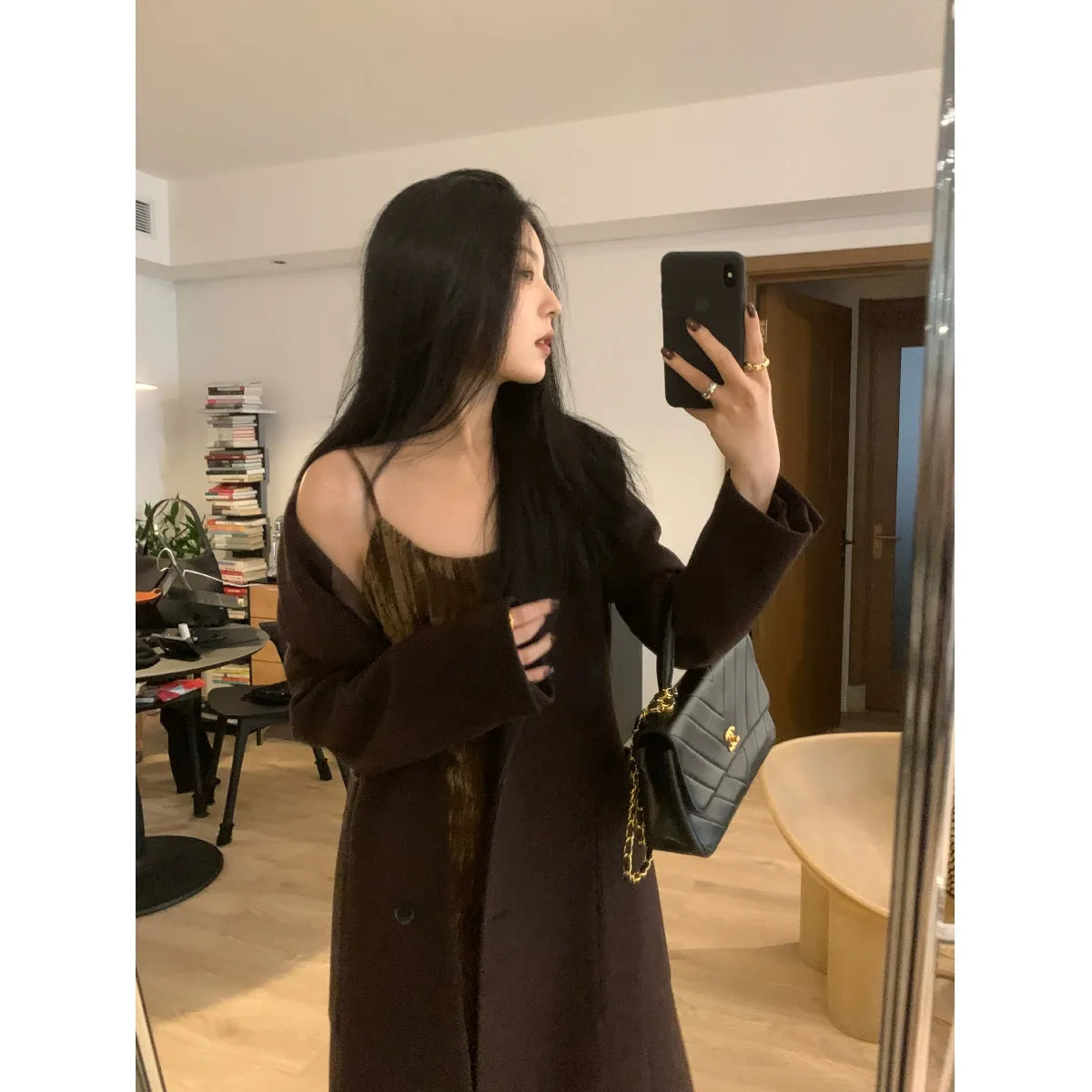 Vintage Dark Pattern Wool Overcoat
