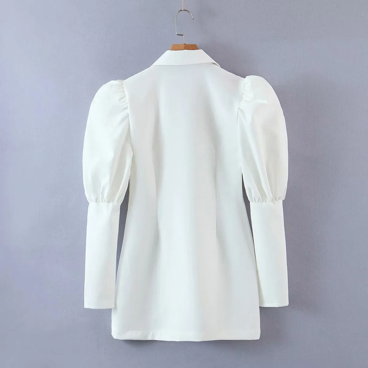 Vintage Puff Sleeve Single-breasted Mini Dresses