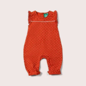 Walnut Polkadot Frill Summer Romper
