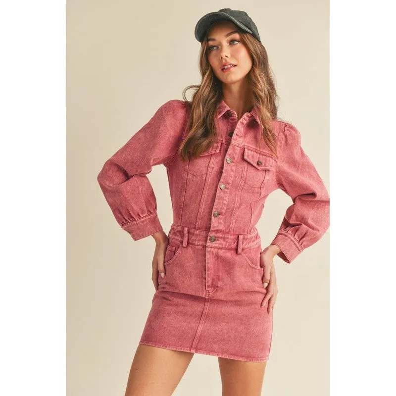 Washed Denim Mini Dress