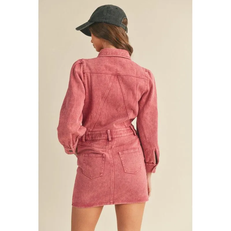 Washed Denim Mini Dress
