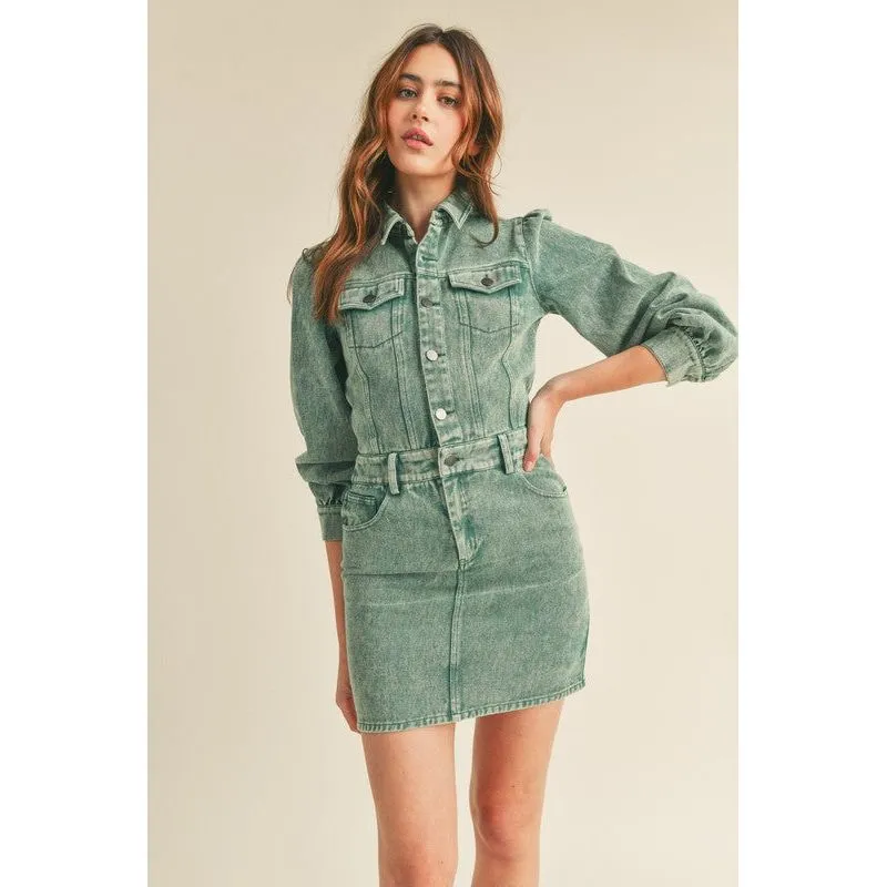 Washed Denim Mini Dress