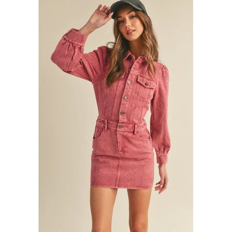 Washed Denim Mini Dress