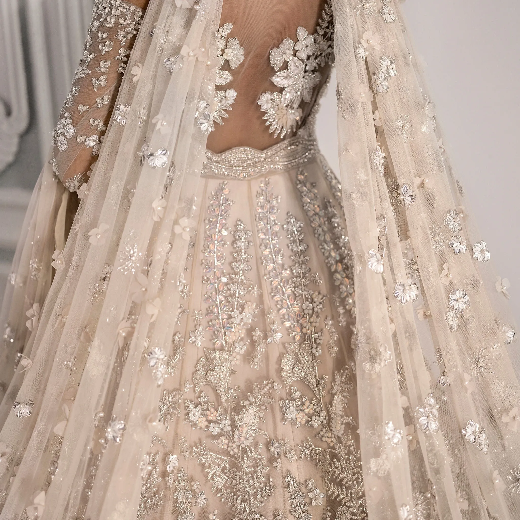 White Lehenga Maxi Dress for Pakistani Bridal Wear