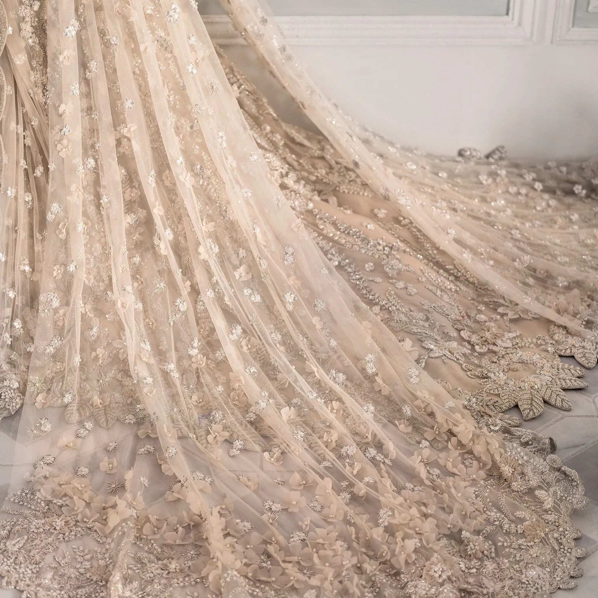 White Lehenga Maxi Dress for Pakistani Bridal Wear