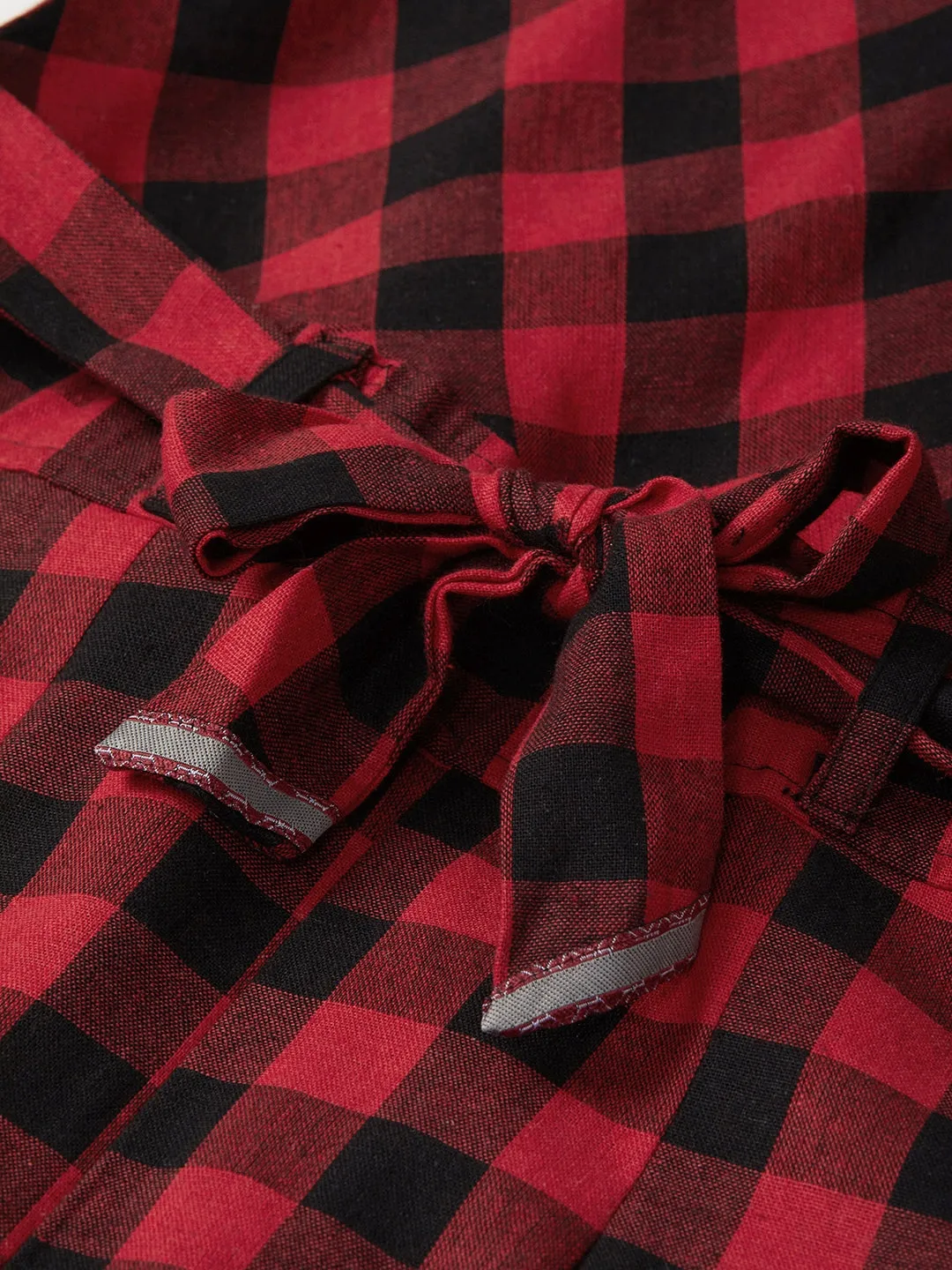 Women Red & Black Checked Basic Jumpsuit