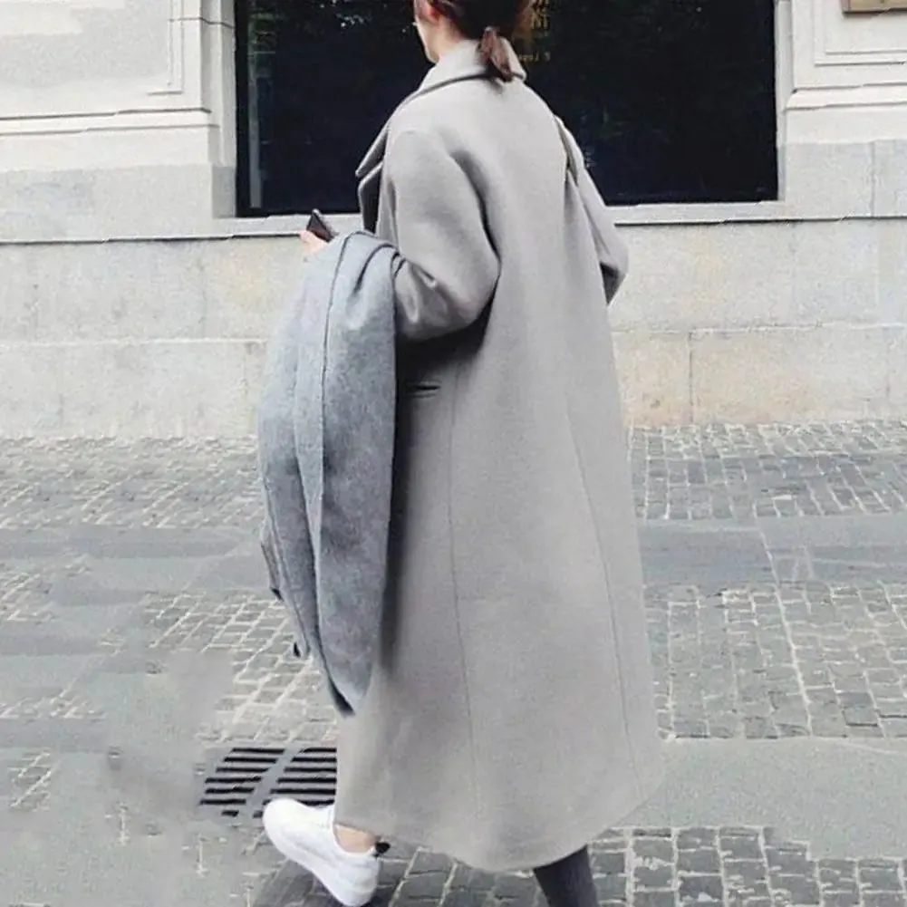 Women Woolen Coat Autumn Winter Korean Fashion V Neck Woolen Coat For Women Thermal Single Button Elegant Thin Woolen Jacket