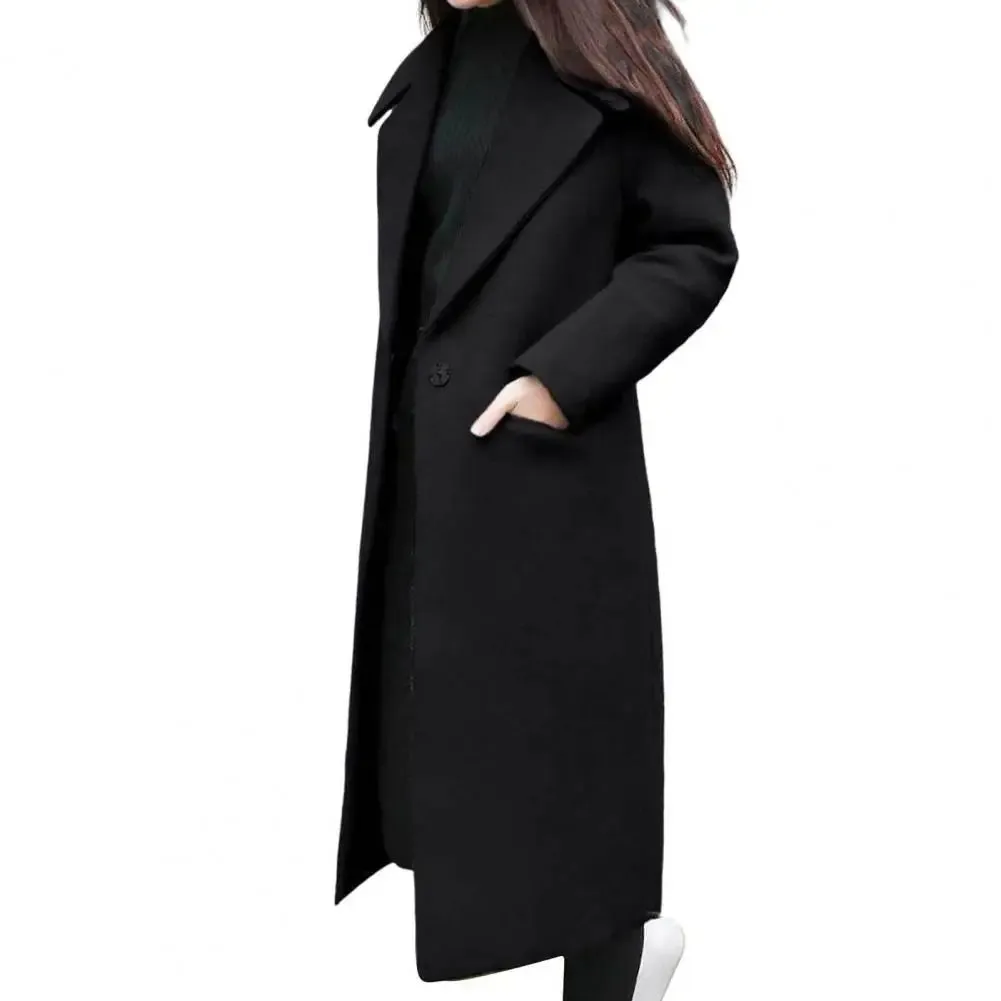 Women Woolen Coat Autumn Winter Korean Fashion V Neck Woolen Coat For Women Thermal Single Button Elegant Thin Woolen Jacket