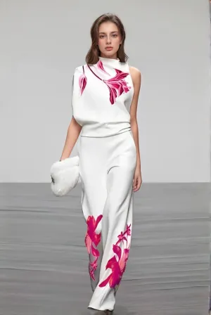 Women’s Floral Jumpsuit – Sleeveless – Wide-Leg Fit – Elegant Silhouette – Statement Summer Piece