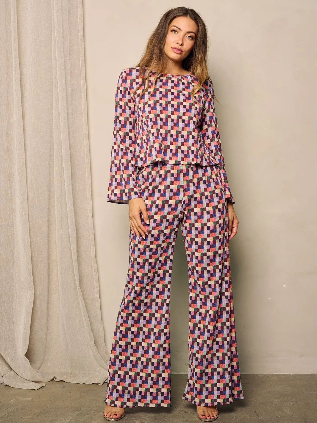 WOMEN'S LONG SLEEVE TOP & PANTS 2PC. MULTI COLORS SET