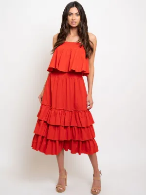 WOMEN'S RUST 2PC. RUFFLE SET