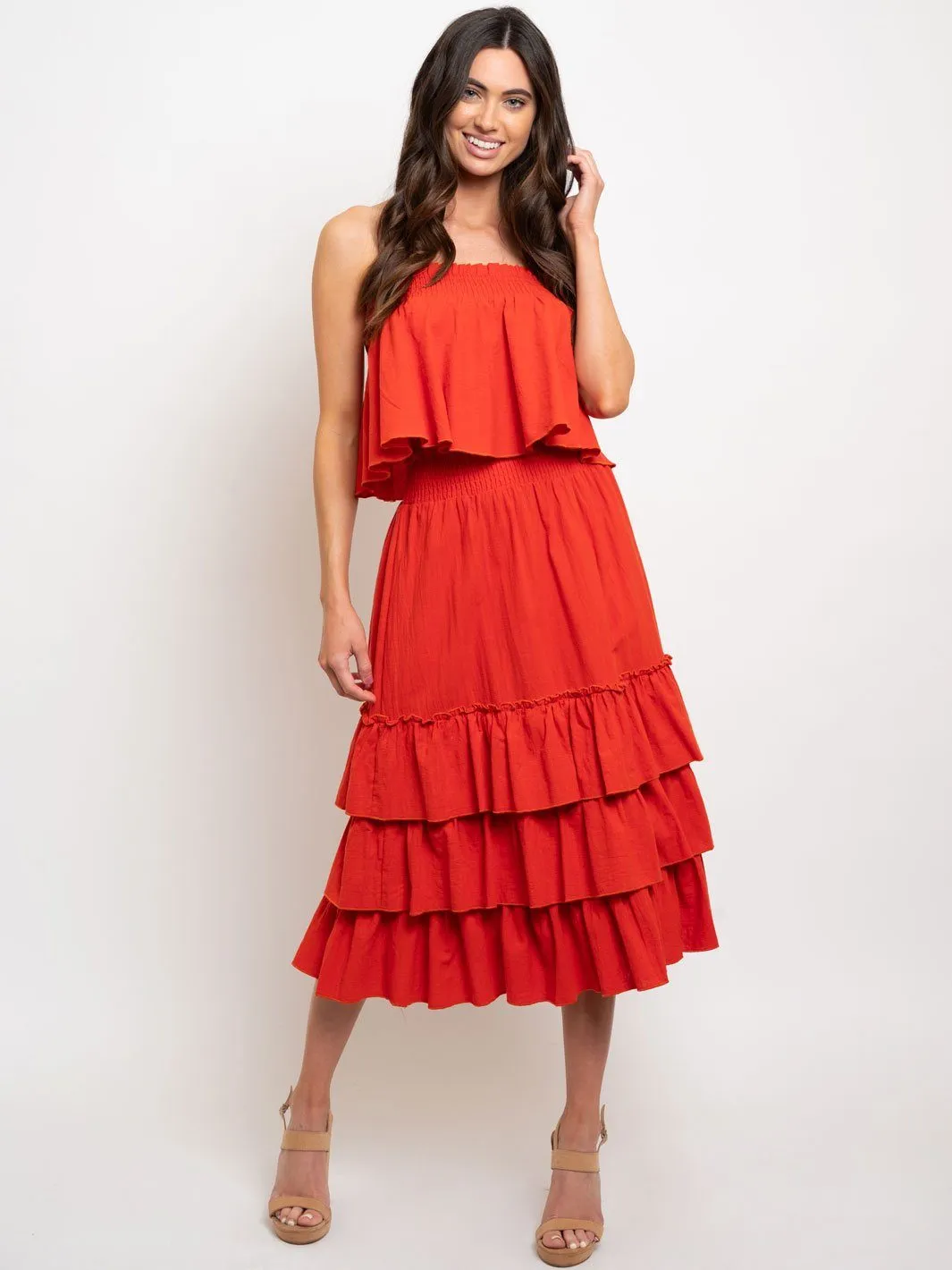 WOMEN'S RUST 2PC. RUFFLE SET