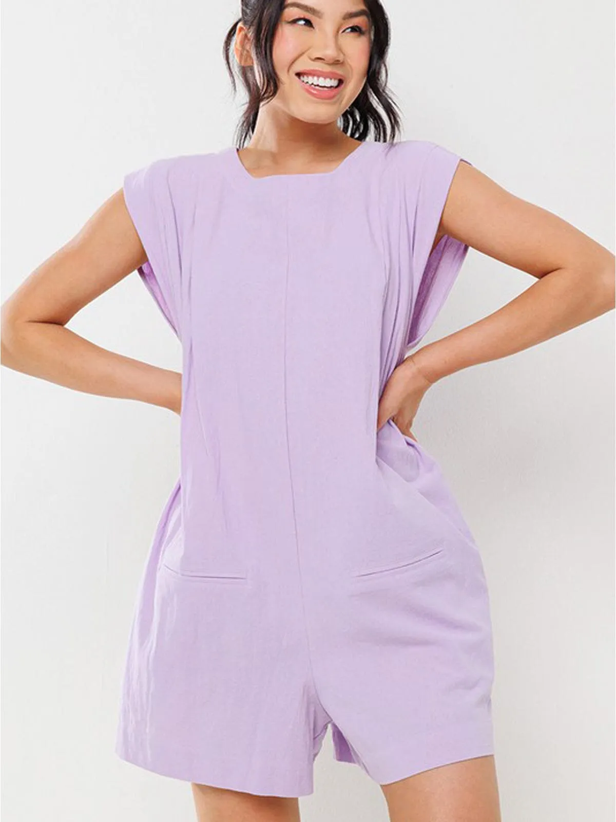 WOMEN'S SLEEVELESS OPEN BACK POCKETS ROMPER