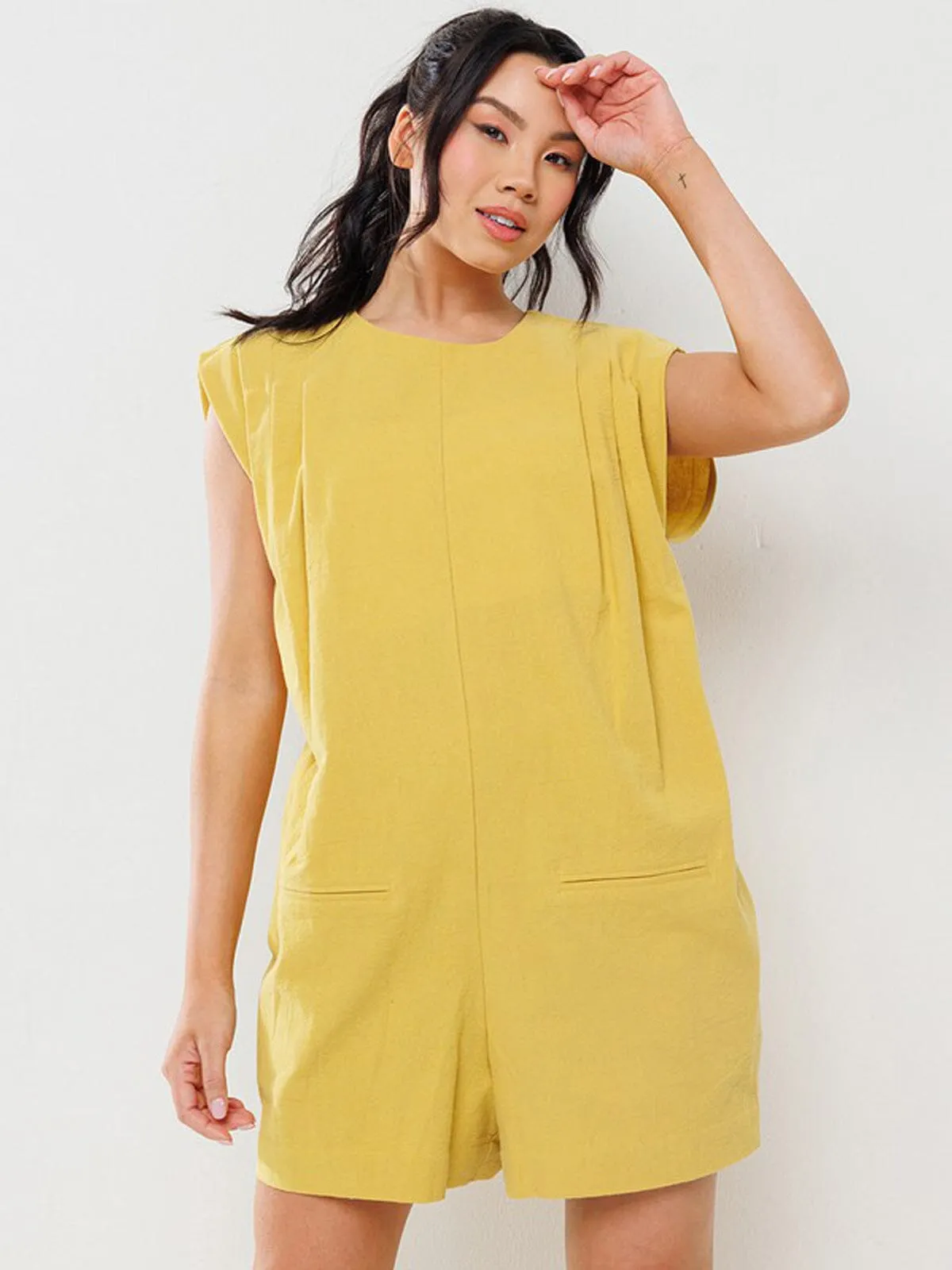 WOMEN'S SLEEVELESS OPEN BACK POCKETS ROMPER