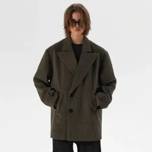 Woolen Mid-Length Peak-Lapel Jacket