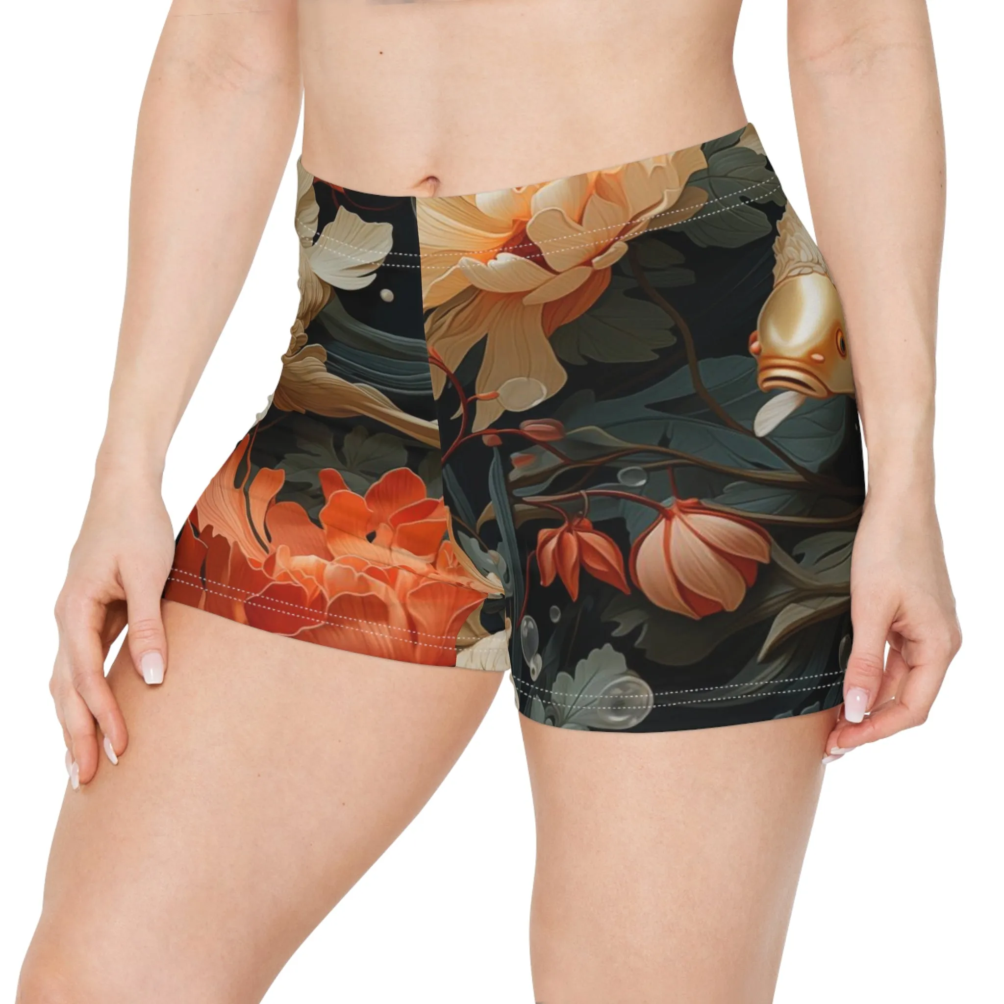 Workout Shorts - Annora Marichyasana Anime Koi Fish
