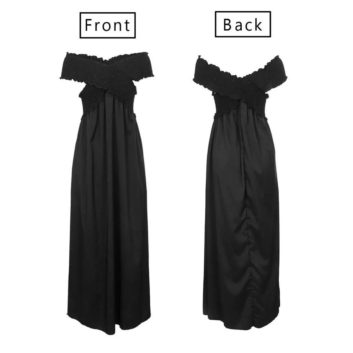 Wrinkle Off The Shoulder Party Vacation Maxi Dresses