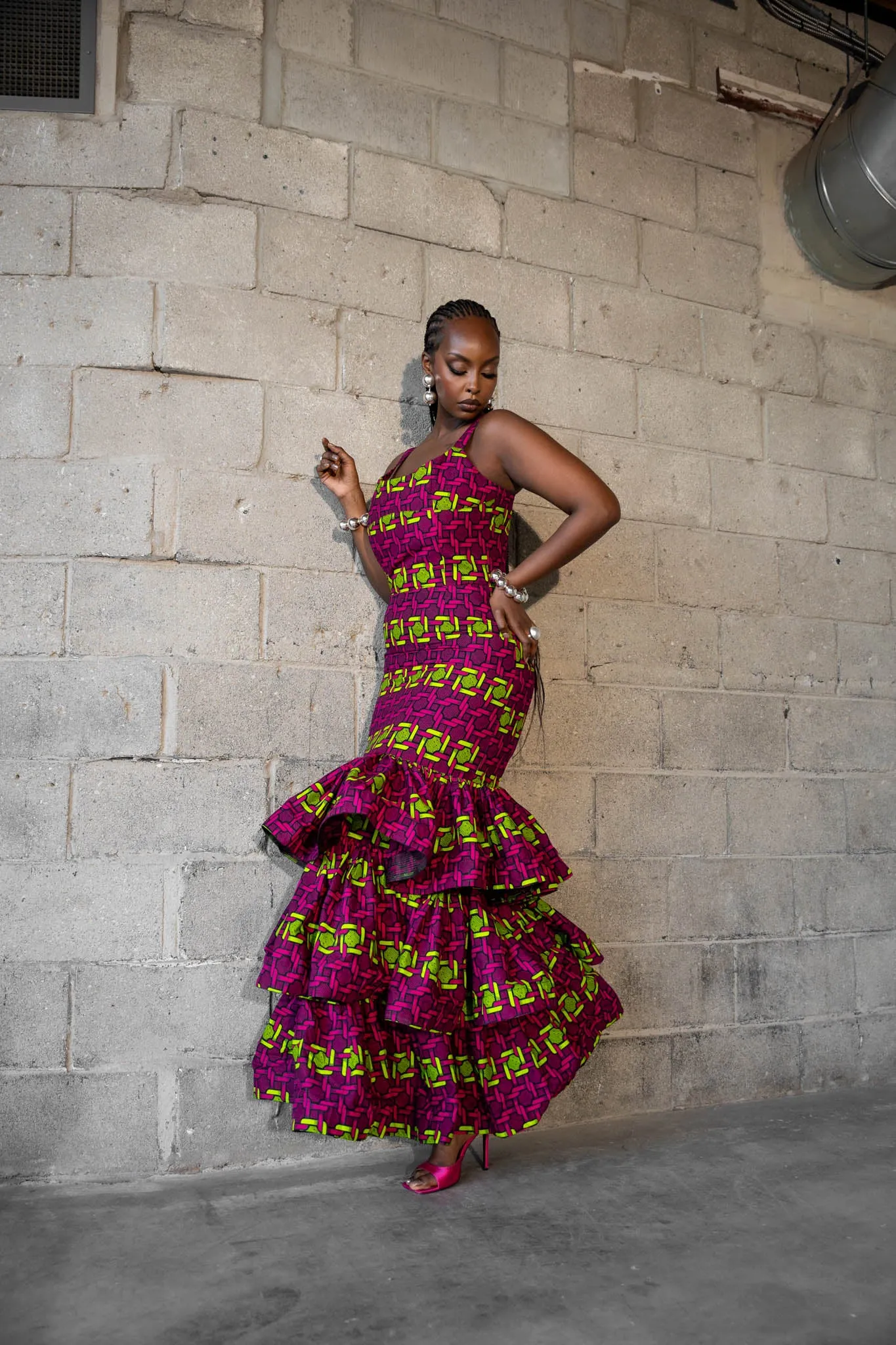 WUNMI African Print Layered Mermaid Dress