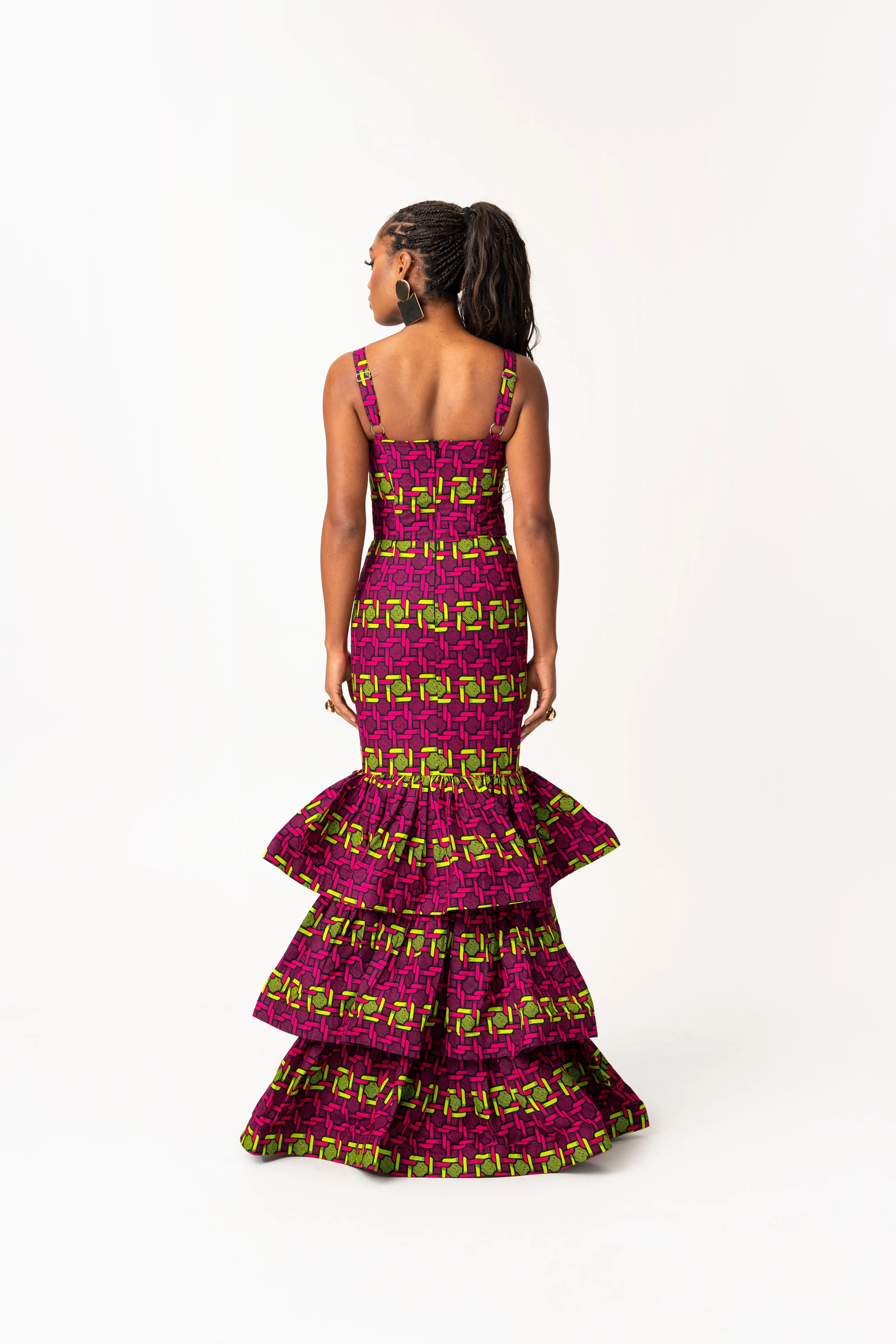 WUNMI African Print Layered Mermaid Dress