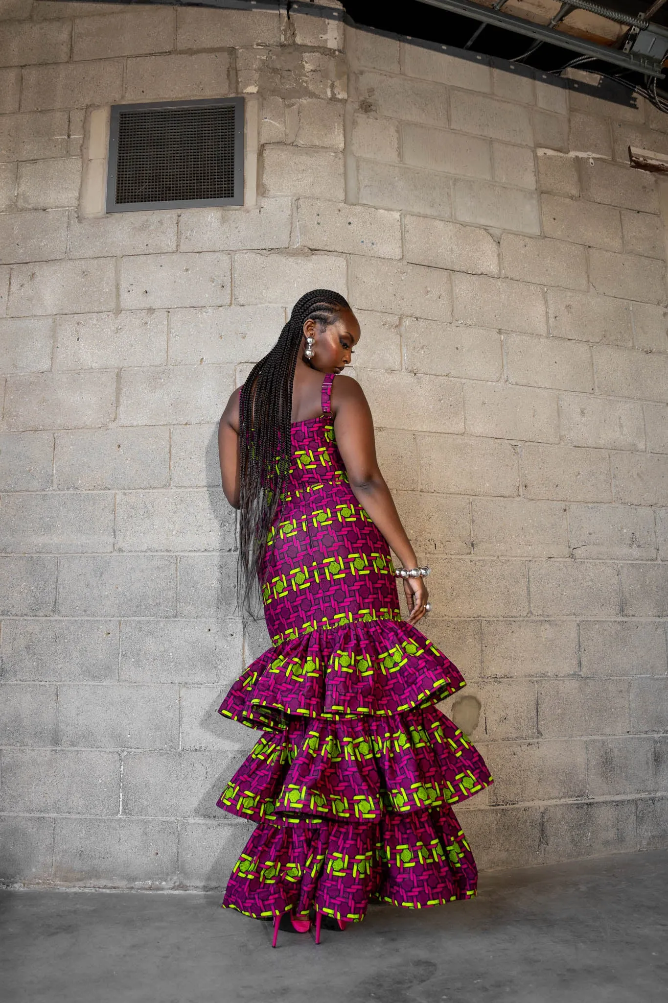 WUNMI African Print Layered Mermaid Dress