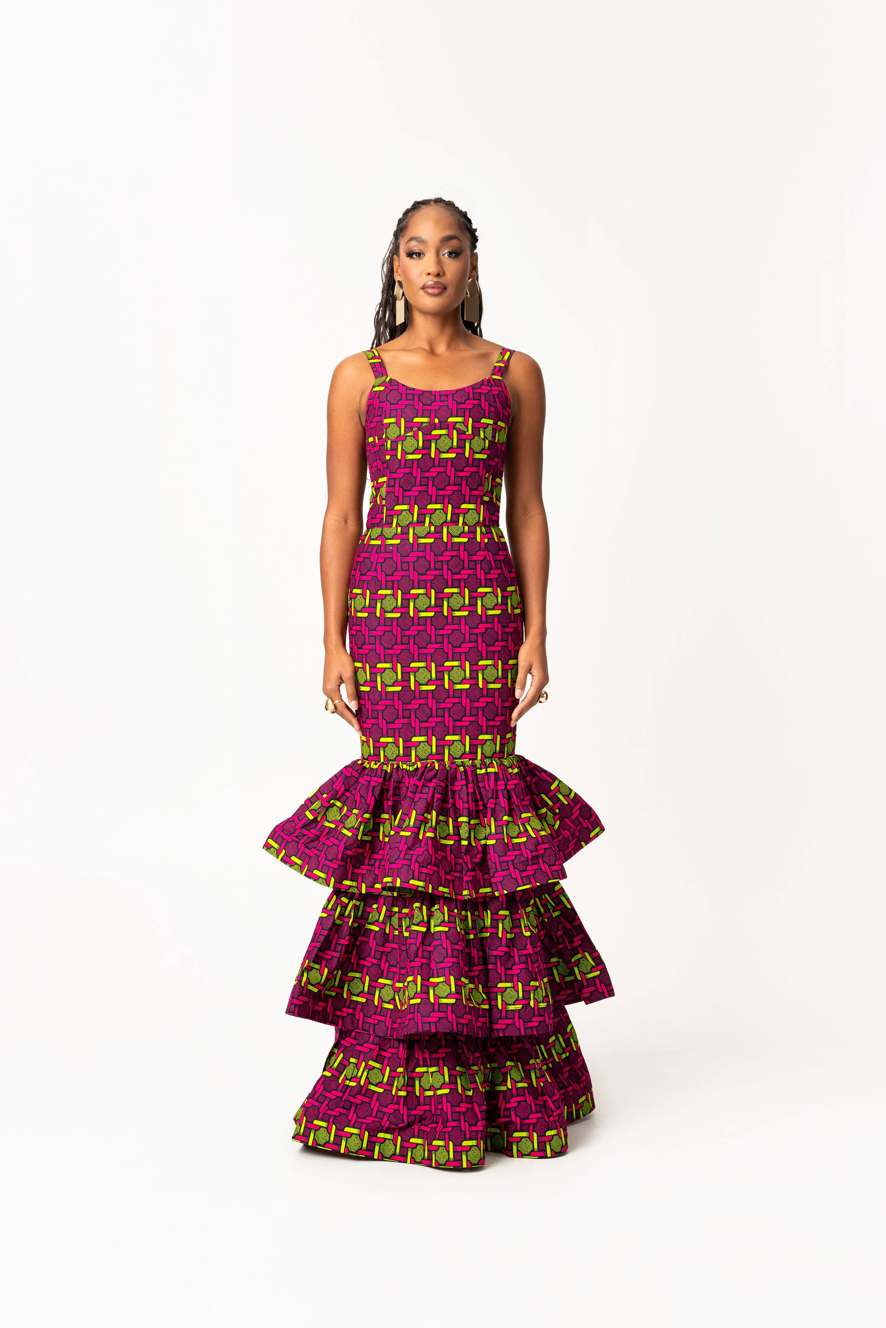 WUNMI African Print Layered Mermaid Dress