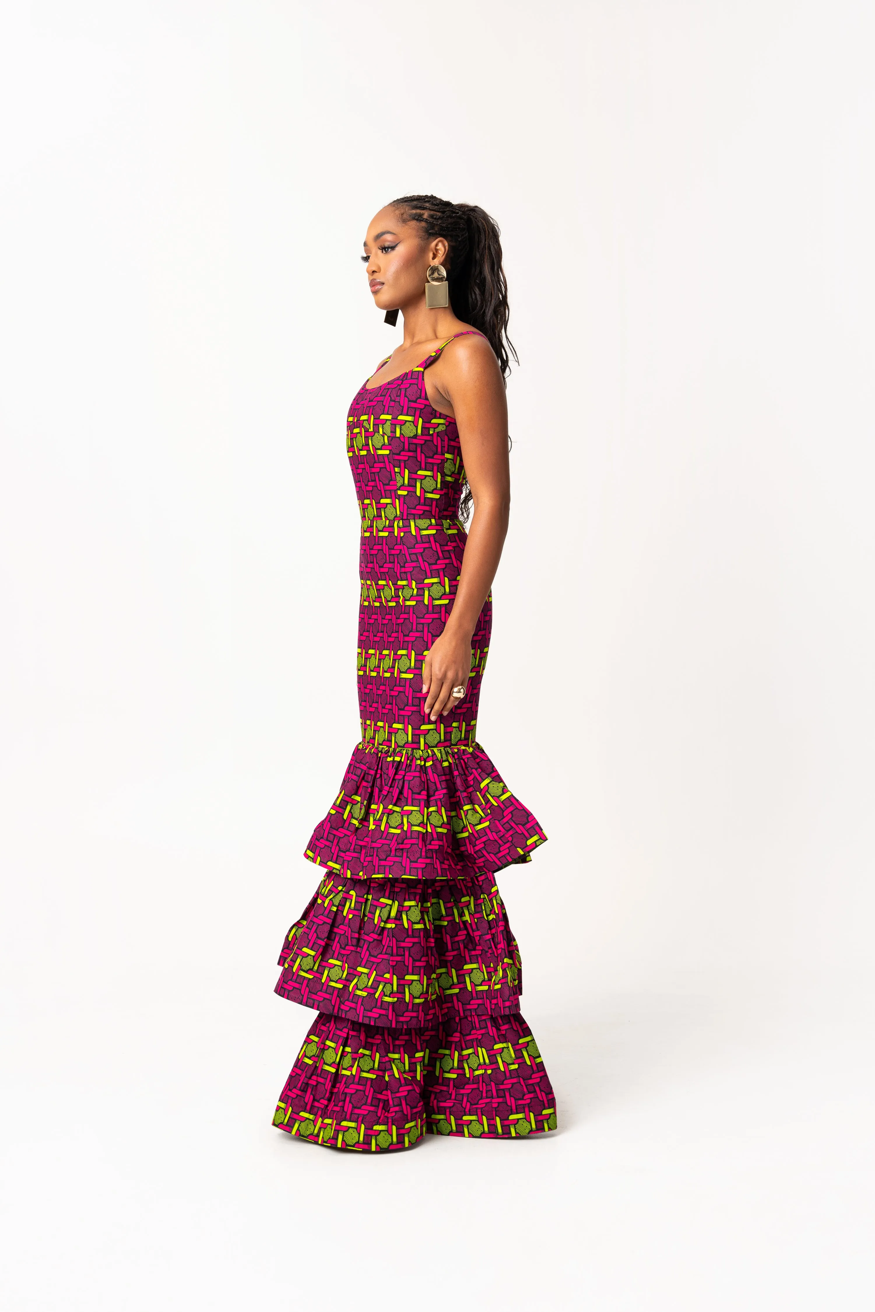 WUNMI African Print Layered Mermaid Dress