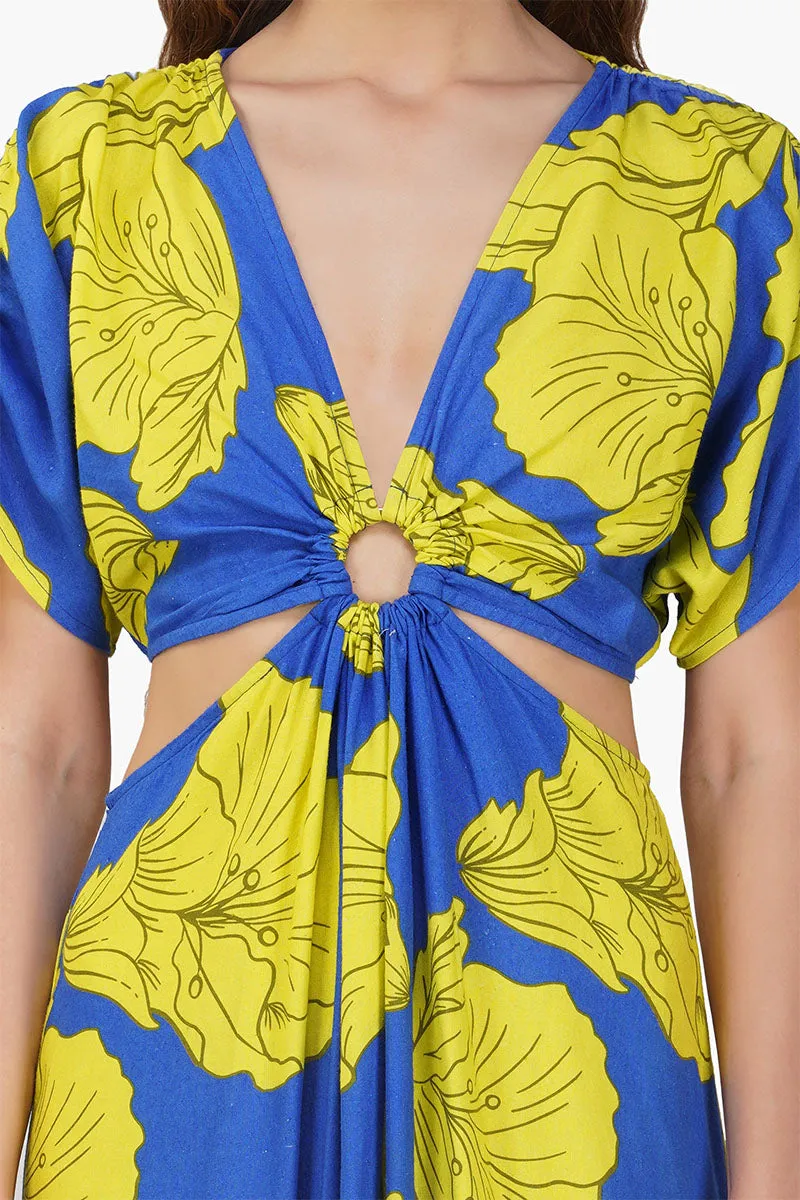 Yellow Daze Printed Ring Maxi Dress