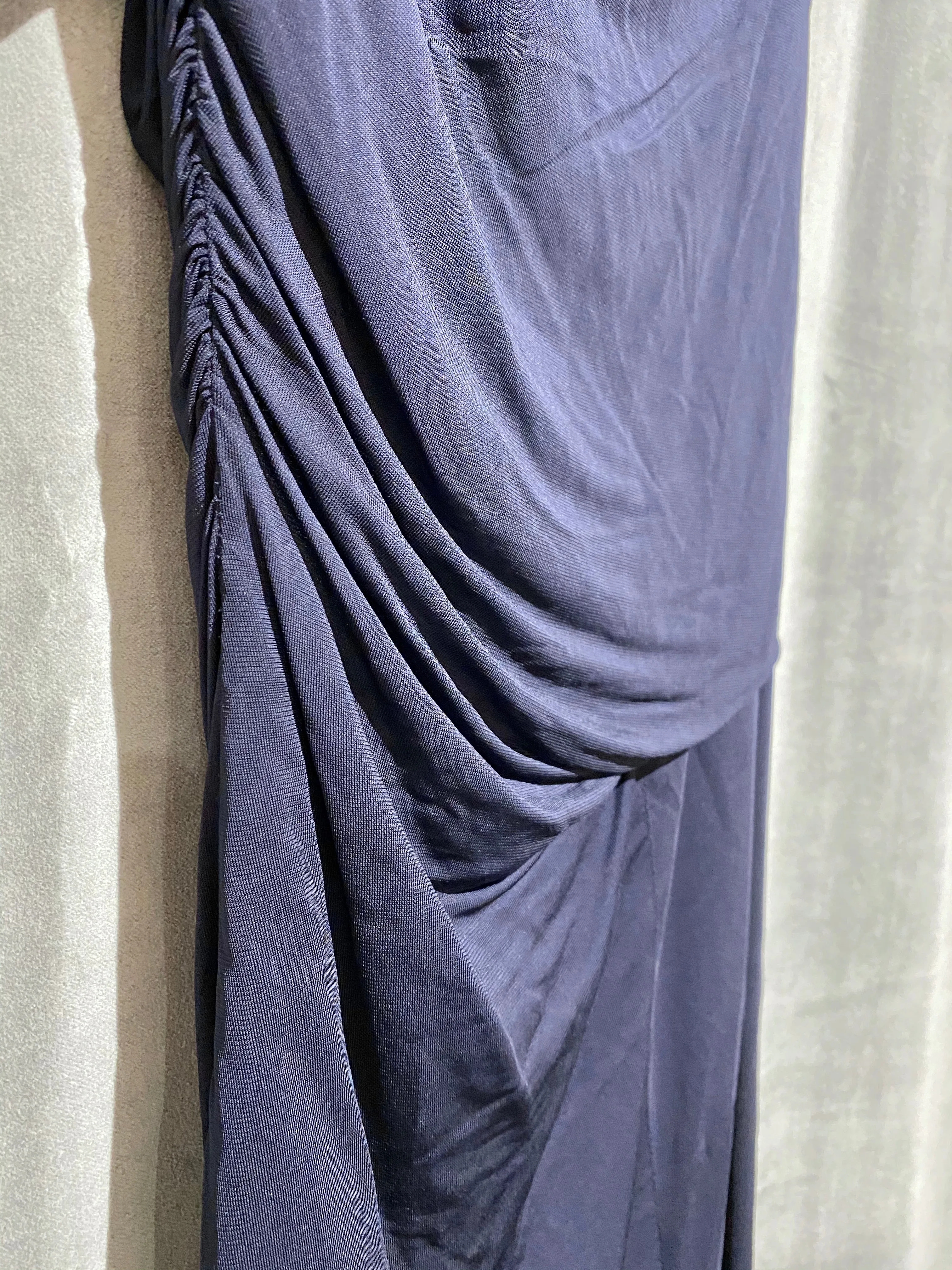 Yigal Azrouel Navy One Shoulder draped Dress