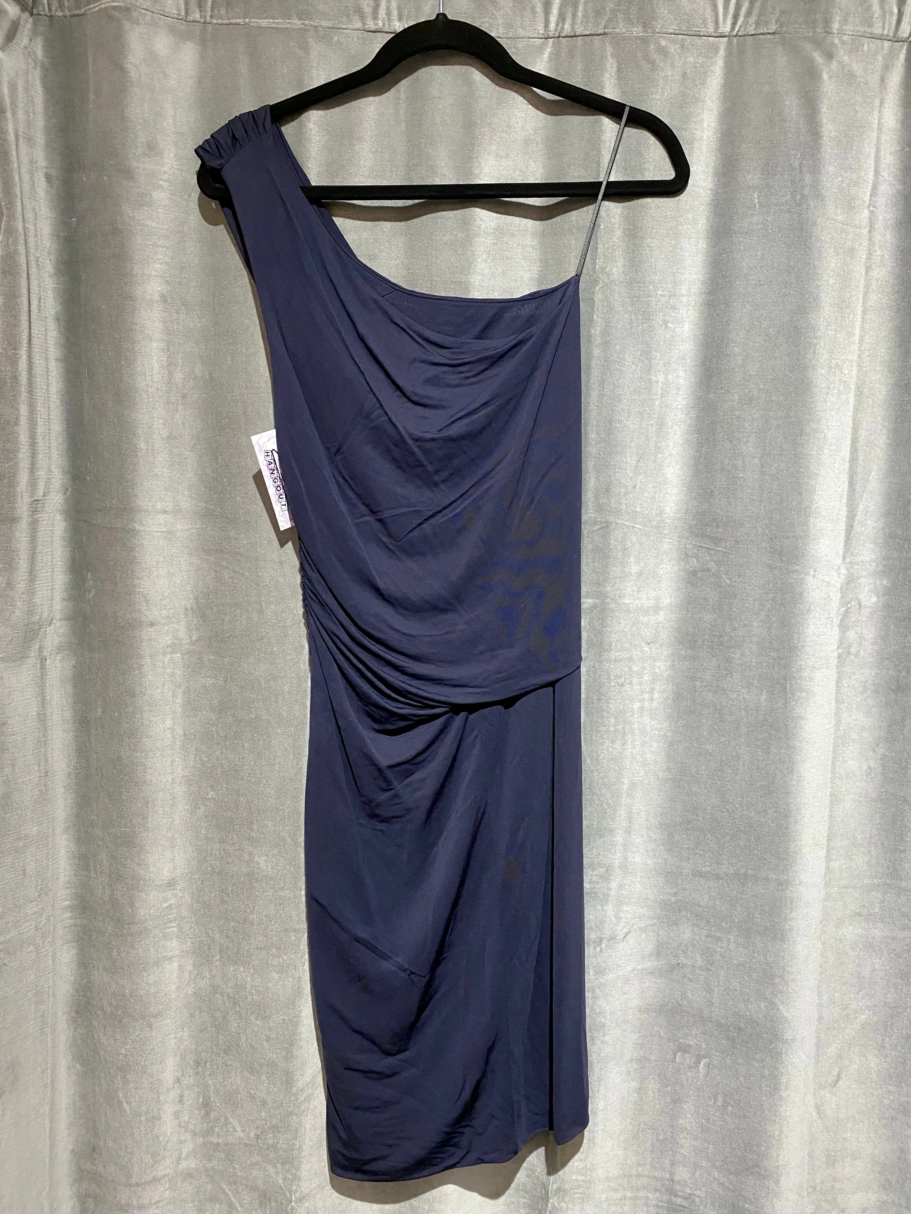 Yigal Azrouel Navy One Shoulder draped Dress