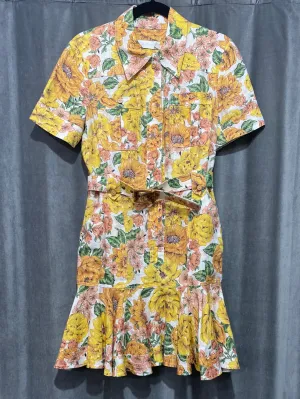 ZIMMERMANN Yellow and Orange Button Down Belted Mini Dress